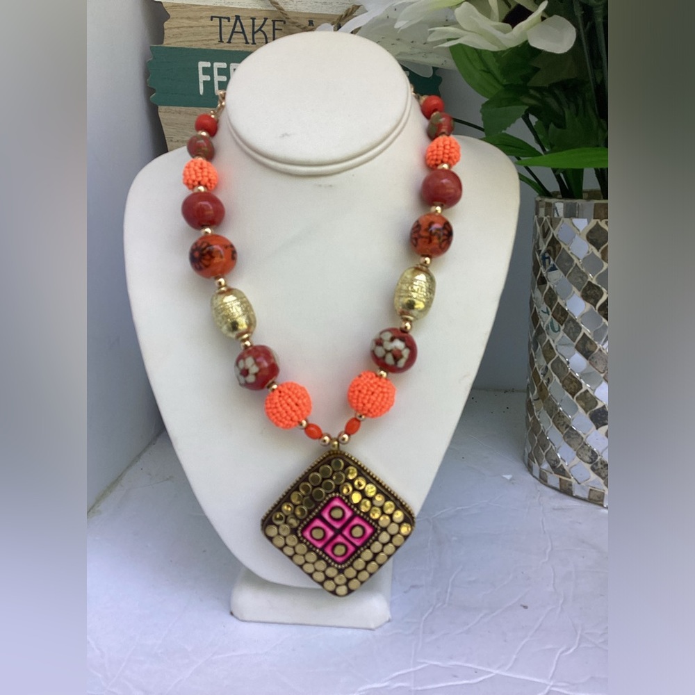 Gold Tone Pave Flower and Crystal All Around Statement Necklace INC Macys